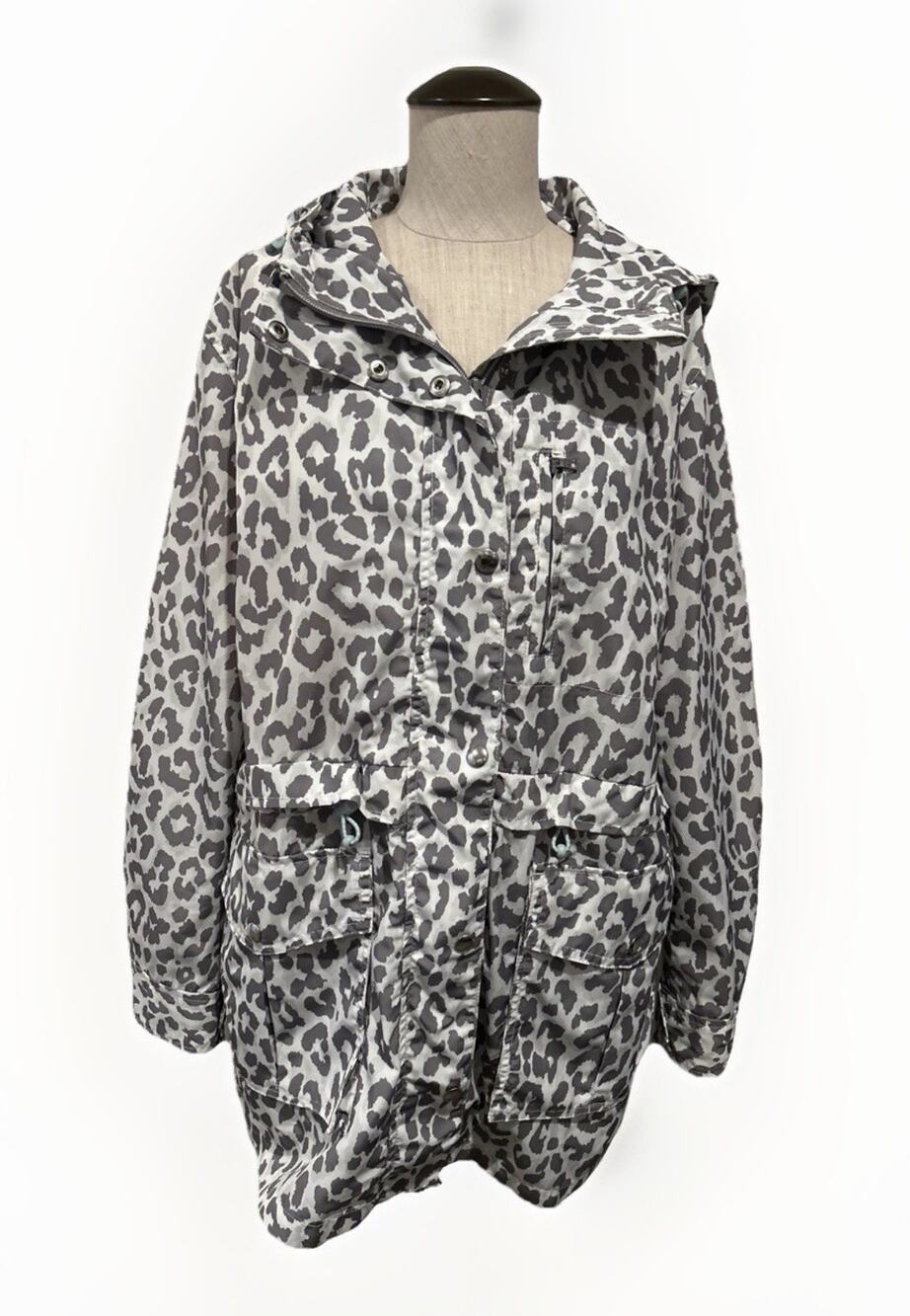 J.Crew Perfect Rain Jacket in Leopard Print Size Medium Water Resistant- EUC